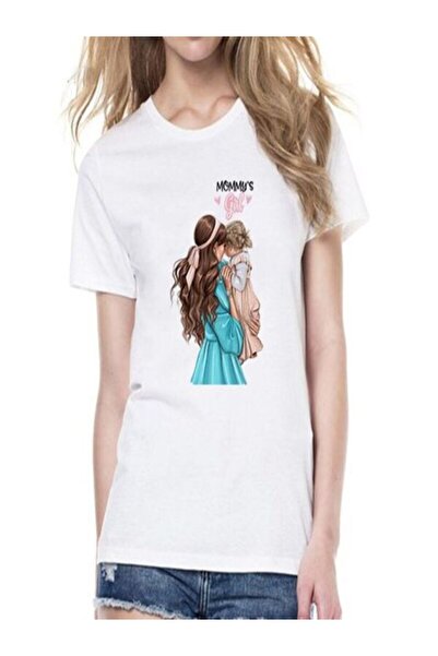 CLASSY.MODA تي شيرت أبيض كبير الحجم مطبوع - رقبة دائرية، كم قصير