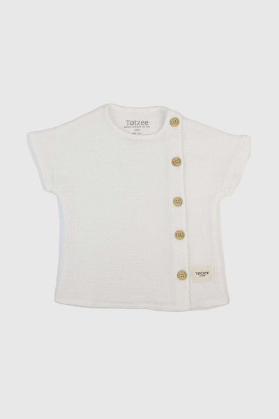 Totzee Ecru Muslin Top - Side Button