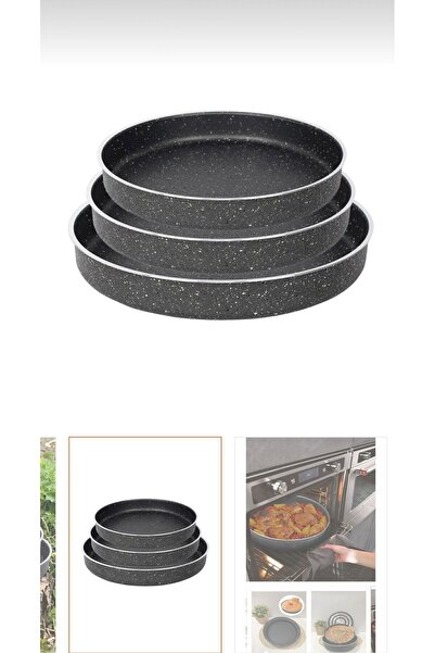 LeesHome Siyah 3 Lü Fırın Tepsi Seti 28-32 34cm.