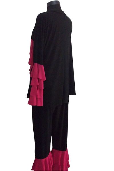 eflin Women's Clothing Oversize Fuchsia Cross Valon Full Covered Hijab Swimsuit Black
