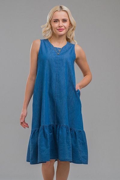 Bold & Young Rochie de damă, țesută din denim, fără mâneci, cu buzunar cu șnur