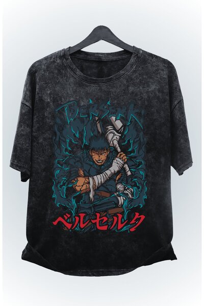 Fuddy Moda Unisex Berserk zelena Štampano Oversize kroj majica - Anime Sa dez...