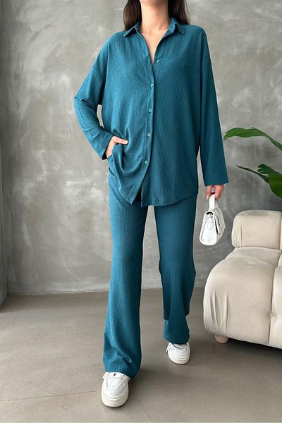 MILANOFOX Seersucker Colorful Long Sleeve Women's Shirt and Wrap Double Set
