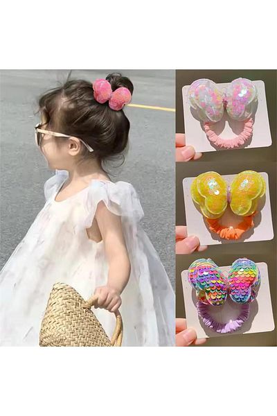 So Much Accesories Pink Sequin Bow - Elastic Buckle