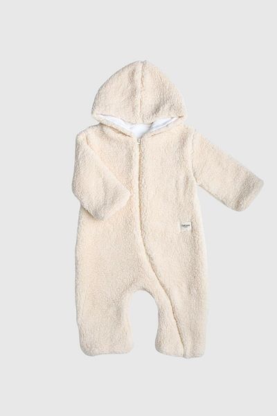 Totzee Hooded Plush Jumpsuit Vanilla Color