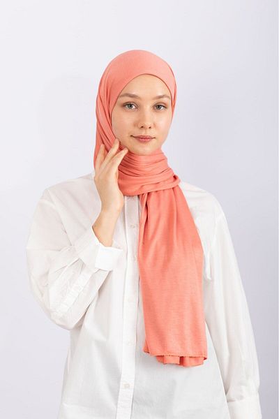 hijabchi Combed Cotton Shawl Jersey Shawl - Coral