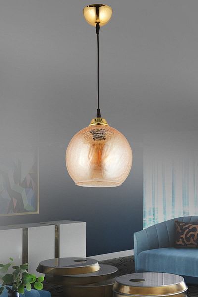 NisaLuce Nisa Luce Cracked Glass Pendant Lamp - Honey