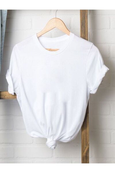 CLASSY.MODA Λευκό μπλουζάκι Oversize Single Jersey - Crew Neck, κοντό μανίκι