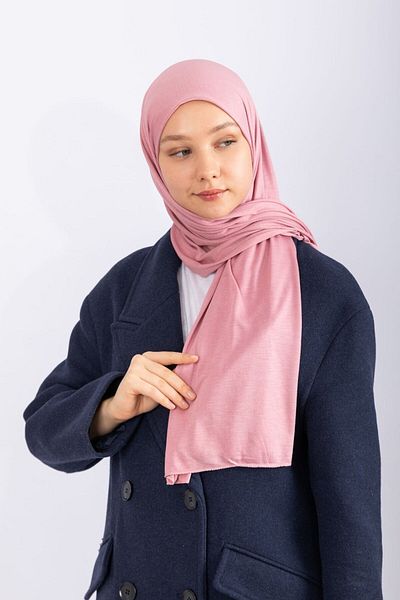 hijabchi Χτενισμένο βαμβακερό σάλι Τζέρσεϊ - Τριαντάφυλλο / Dusty Rose