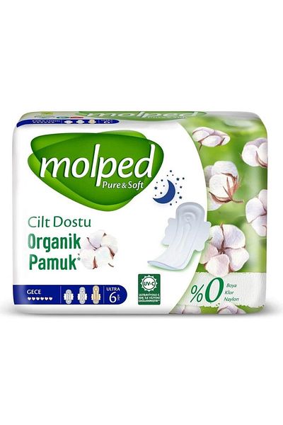 Molped Hygienic Pad Ultra Pure & Soft Night 6 Pieces X 8 Pieces