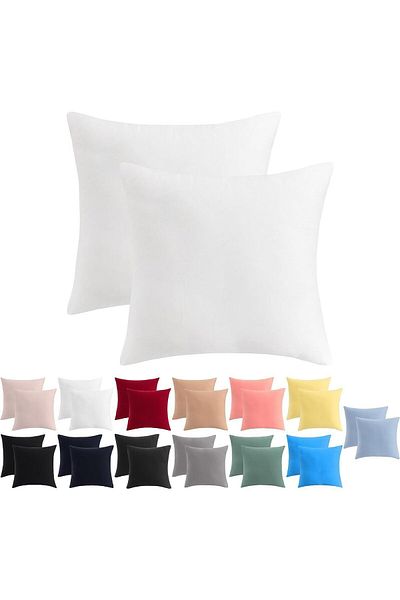 ATACA TEKSTİL Set of 2 Hidden Zip Jersey Pillowcases - 100% Cotton, Soft & Breathable (40X40)