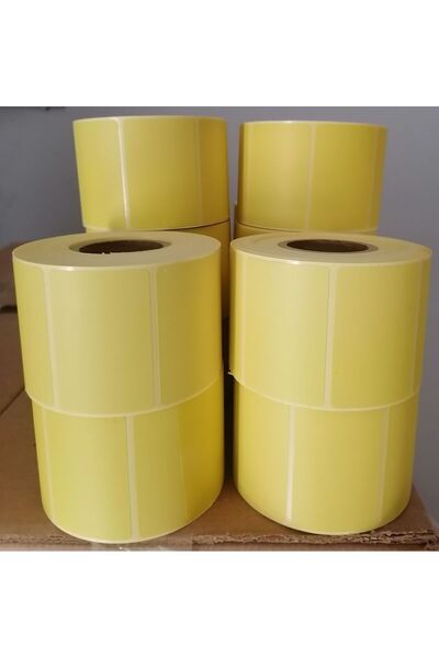 EtiketShop Girişim Kağıt Etiket Dünyası 10 Adet 40x60 Termal Sarı Etiket 1000...