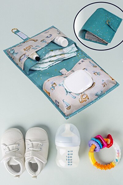 BYENS Bebek Bakım Çantası Anne Bebek Bakım Organizer Yeni Doğan Bebek Bakım Alt Açma Minderi Turkuaz