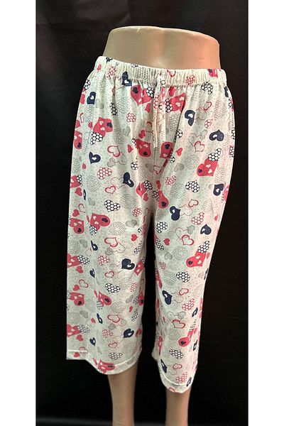 Kuryıldız White Patterned Cotton Women's Pajamas - Below the Knee Single Bottom