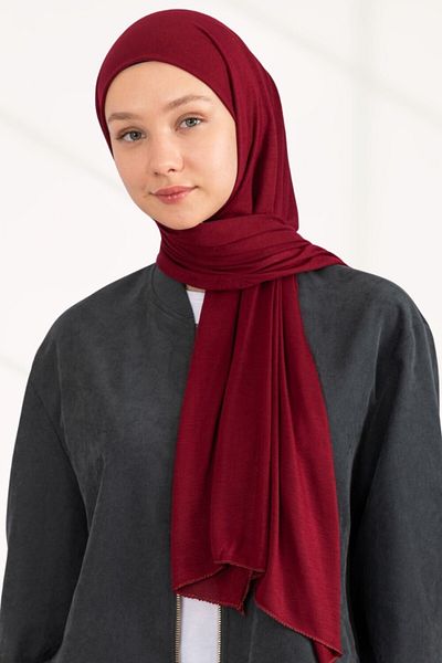 hijabchi Μπορντό Ζέρσεϊ Χτενισμένο Βαμβακερό Σάλι