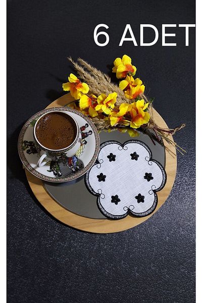 NGR HOME Pachet de 6 șervețele de cocktail cafea neagră cu prezentare laterală