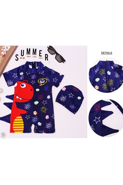 CECEYKİDS DINASOR BOY'S BONE GIFT SUN PROTECTION SWIMSUIT WITH BACK ZIP