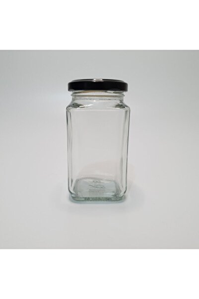 Pause Art Home 200 Cc Şeffaf Kare Cam Kavanoz Siyah Metal Kapak