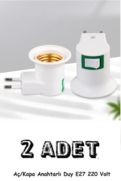ANKTEK Duy E27 Aç/Kapa Anahtarlı Duy Standart Ampul Duyu Prize Takılan 220 Vo...