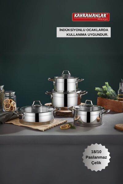 Kahramanlar Sırma 8 Parça Tencere Seti