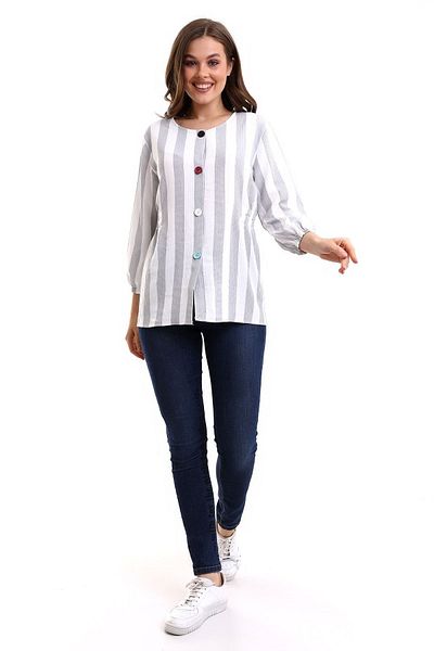 akgül giyim New Season Summer Button Detailed Blouse Model