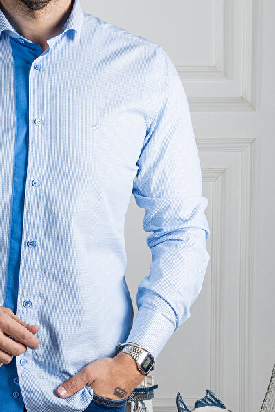 Sarar Lucie Wraps - Cămașă albastră slim fit 100% bumbac