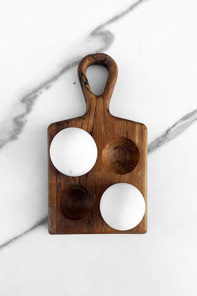 zeyvedesign 4-Piece Wooden Handle Egg Bowl 100% Beech Wood