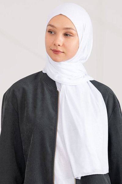 hijabchi Combed Cotton Shawl Jersey Shawl - White