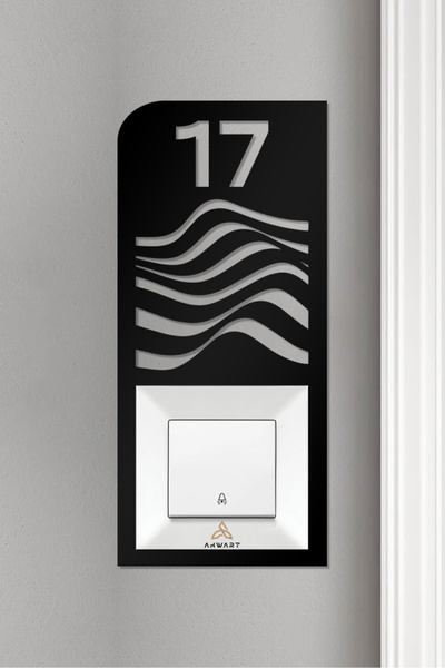 AHWART Ramă decorativă din lemn - Numărul ușii apartamentului, Priză sonerie ...