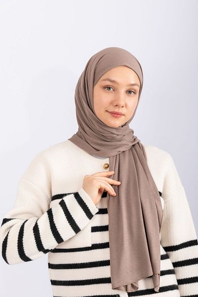 hijabchi Combed Cotton Shawl Jersey Shawl - Dark Mink