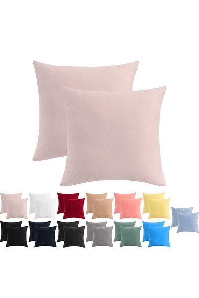 ATACA TEKSTİL 2-Piece Cotton Jersey Pillowcase Set with Hidden Zipper 100% Cotton Soft and Breathable (65x65)