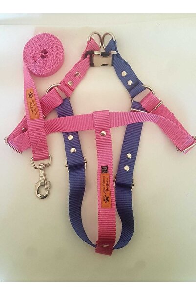 Loyal Friend Store Köpek Göğüs Bel Tasma Takımı X L Beden (65-75 Cm) Koyu Mavi Pembe Karışık