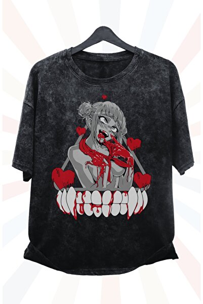 Fuddy Moda My Hero Academia Himiko Štampano Unisex Oversize kroj T-shirt - Pe...
