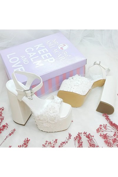 ASLIACAR 16 cm High Heels Special Design Low Slope Very Comfortable Bridal Shoes and Bridal Bag