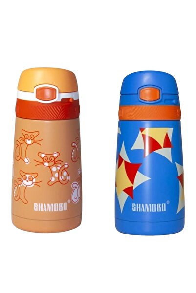 Shamobo 350 Ml Stainless Steel Children's Water Bottle with Straw Vagonlife (Set of 2)