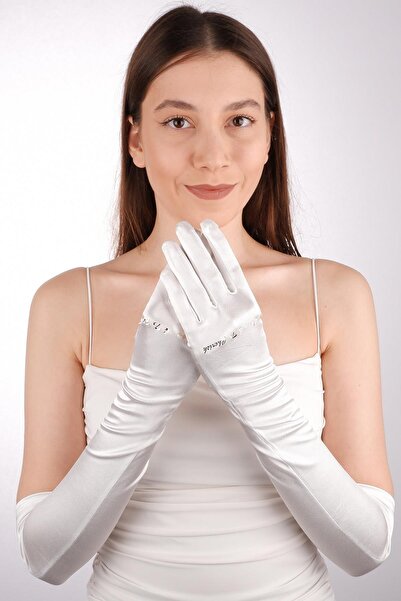 Limelia Mănuși de mireasă din satin - imprimate personalizat