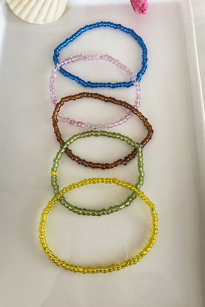 miso aksesuar takı Blue Misotrend Mixed Color Beaded Anklet Set