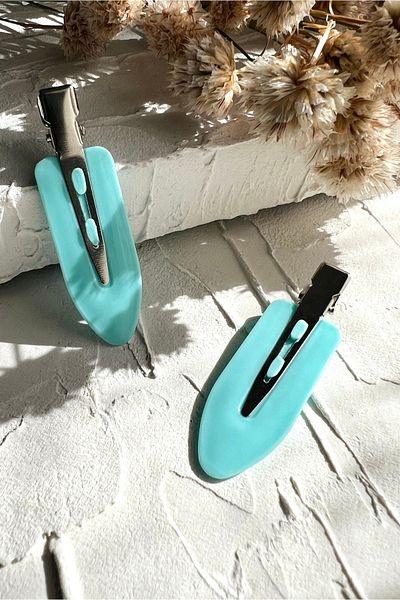 ODESE DESIGN Non-Marking 2-Piece Hair & Makeup & Skin Care Clips and Clasps Set Turquoise