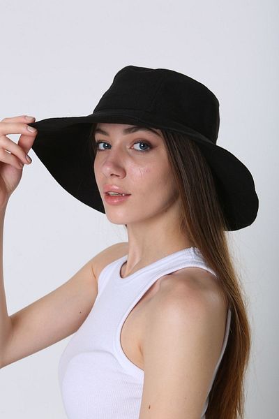 BALIENTE Black Lux Cotton Wide Bucket Women's Hat