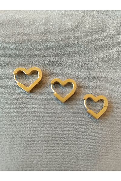 staınless steel Heart Patterned Triple Steel Earrings