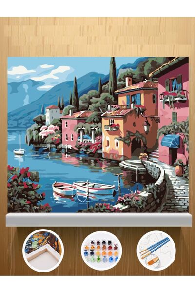 C&F-HOBBY Sayılarla Boyama Seti Kanvas 30x40 Fırça Ve Boya Seti Pamuk Tuval Ç...