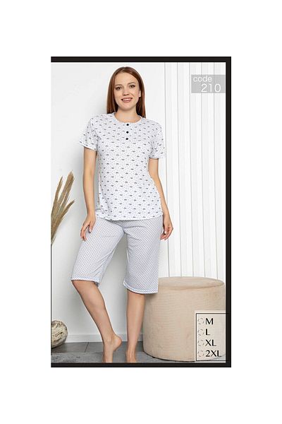 civetta short-legged White Bow Pajama Set