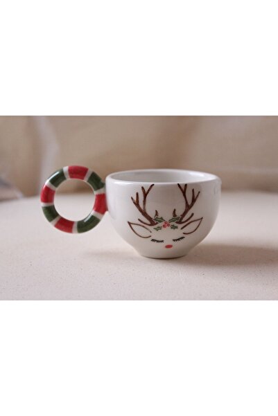 La Rossa Yılbaşı Geyik Figürlü El Yapımı Fincan / Kupa
