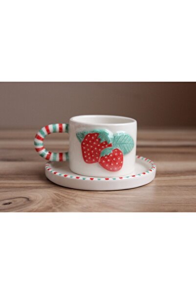 La Rossa Çilek Dekorlu Türk Kahvesi Fincanı