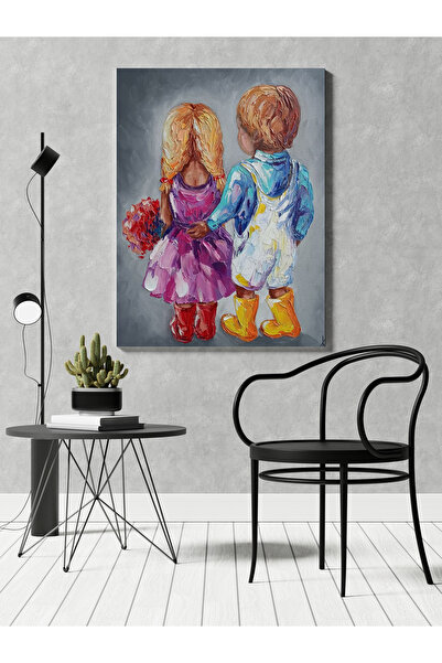 RUGSMODERN Kanvas Tablo Küçük Erkek ve Kız Çocuk Temalı Multy Tonlarda Modern...