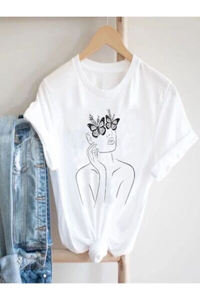 classy moda Tricou Single Jersey - Tricou cu mânecă scurtă, cu decolteu tripl...