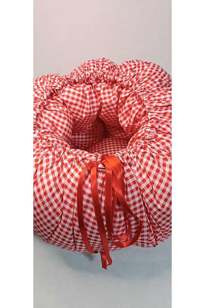 YS HOME TEKSTİL Red Piti Checkered Digital Printed Parsley - Cushion