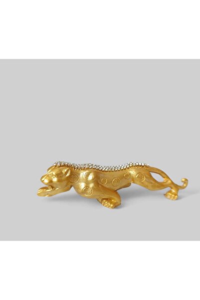 rakaymu Polyester Kristal Şeritli Leopar Biblo Heykel Aksesuar Obje 18 X 4 Cm