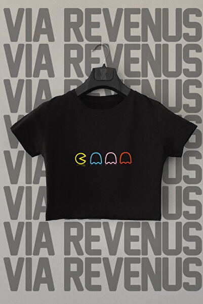 Vordevia Crna Sa likrom Pacman Štampano Skraćeni kroj - Slim Fit, okrugla kragna