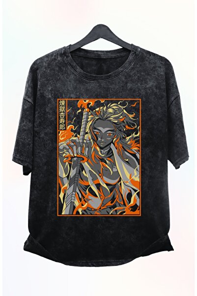 Fuddy Moda Demon Slayer Rengoku Kyojuro Štampano Unisex Oversize kroj T-shirt...